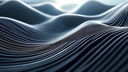Poster - Abstract waves of dark flowing lines create a serene and modern background, evoking calmness and fluidity in design.