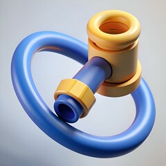 Poster - A 3D illustration of a stylized water hose. rendered in a playful. abstract style.