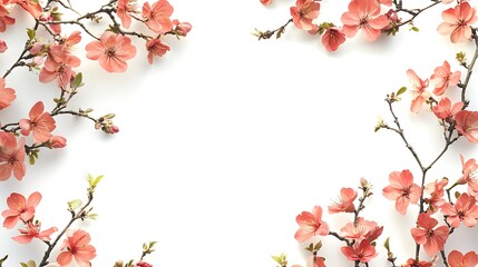 Canvas Print - Delicate Pink Cherry Blossoms Framing a White Canvas