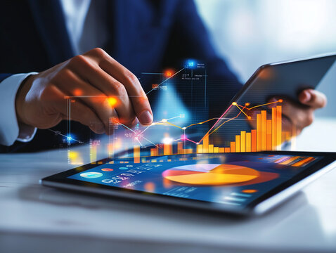 Tablet con grafici. Movimento delle azioni. Investimenti.