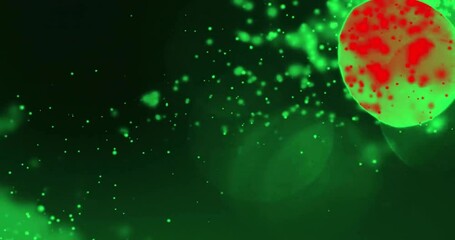 Poster - Animation of green light spots on black background