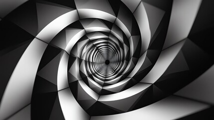 Poster - A stunning black and white spiral design, creating a mesmerizing visual effect that draws the viewer into its depth and dimension.