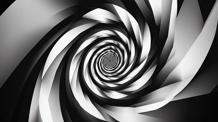 Poster - A mesmerizing black and white spiral design, creating a sense of depth and movement, perfect for abstract backgrounds or artistic projects.