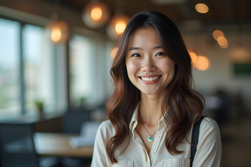 Wall Mural - young smiling asian businesswoman