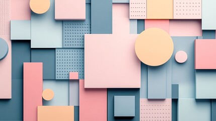 Poster - A vibrant composition of geometric shapes in pastel colors, perfect for modern backgrounds and creative design projects.