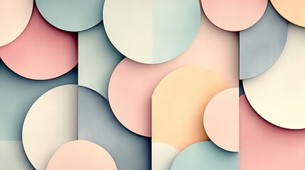 Poster - A modern abstract pattern featuring soft pastel circles creating a visually striking design perfect for backgrounds.