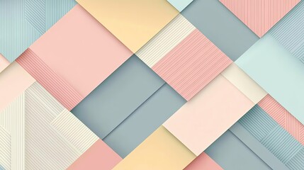 Poster - A visually striking abstract background featuring layered geometric shapes in soft pastel colors. Perfect for design projects.