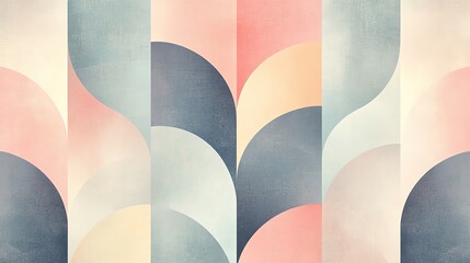 Poster - Abstract pastel pattern featuring soft curves and geometric shapes. Perfect for modern design and artistic projects.