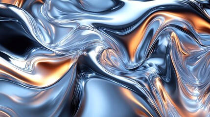 Poster - A mesmerizing abstract swirl of silver and orange tones, creating a fluid and dynamic visual experience for artistic projects.