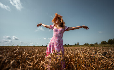 Joyful Expression in Wheat Field Embracing the Incredible Beauty of Nature Surrounding Us