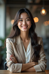 Wall Mural - young smiling asian businesswoman