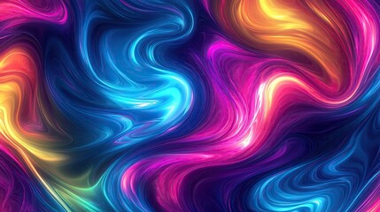 Poster - A vibrant and swirling abstract background featuring vivid colors of blue, pink, orange, and purple in a smooth, flowing design.