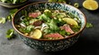 © Intach - A vibrant bowl of Vietnamese pho with fresh herbs, lime wedges, and beef slices served in a traditional bowl.