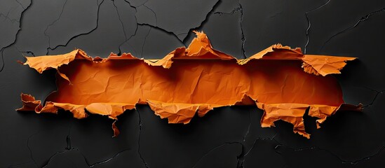 A visual representation of keyword research on orange torn paper set against a black backdrop creating a symbolic image with room for text. Creative banner. Copyspace image