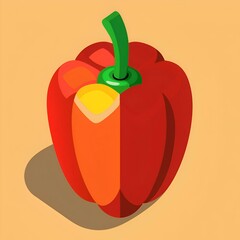 Poster - A vibrant red bell pepper with a green stem. perfect for adding a touch of fresh. healthy color to your design.