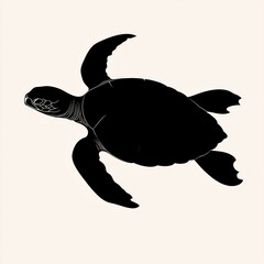 Sticker - A silhouette of a sea turtle swimming in the ocean.