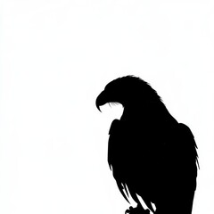 Poster - A silhouette of an eagle perched on a branch, with a white background.