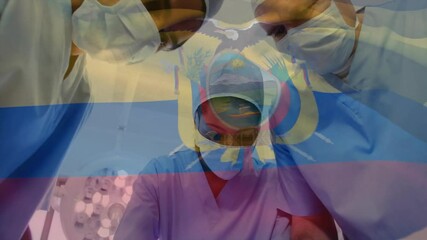 Poster - Animation of flag of equador over diverse surgeons
