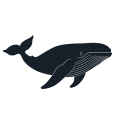 Sticker - A simple, black silhouette of a whale.