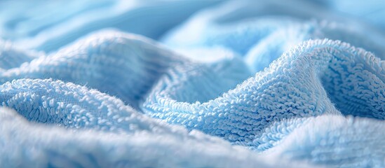 Aufkleber - A stunning macro shot of white towels neatly folded on a blue beach towel background with a soft textile texture perfect for a copy space image