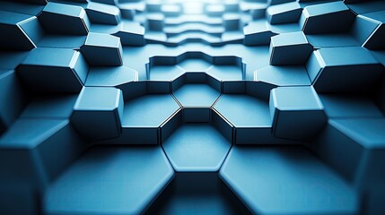 Poster - A close-up view of a textured blue hexagonal pattern showcasing modern design and innovative aesthetics.