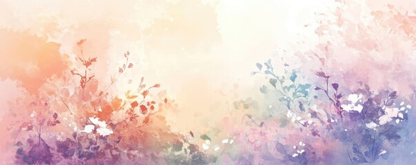 Aufkleber - A vibrant watercolor painting featuring soft pastel colors and delicate floral elements, perfect for a serene atmosphere.
