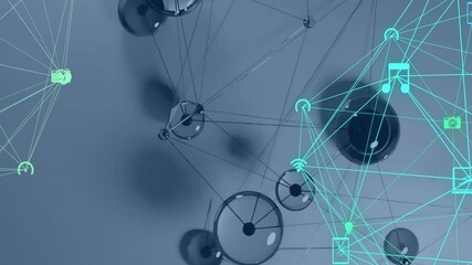Poster - Animation of network of connections and data processing over globe