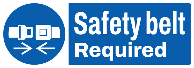 Wall Mural - ISO mandatory safety signs text variation_safety belt required landscape size 1/2 a4,a3,a2,a1	
