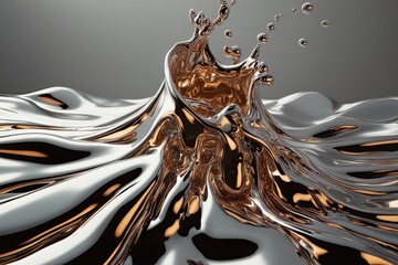 Sticker - Dynamic Fluid Texture with Surreal Metallic Sheen and Liquid Effect