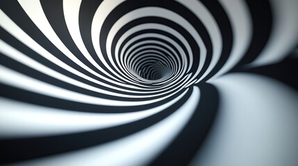 Poster - A striking black and white spiral pattern creates a mesmerizing tunnel effect, drawing the viewer into a captivating visual journey.