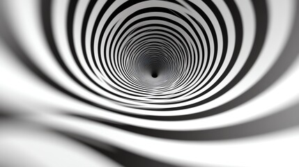 Poster - A mesmerizing black and white spiral tunnel creates an intriguing depth perception effect, perfect for artistic designs and abstract themes.