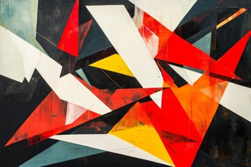Aufkleber - This image features an edgy abstract design with sharp angular shapes and a fiery red color palette, evoking feelings of passion, intensity, and modern artistic expression.