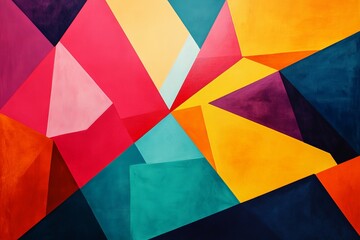 Aufkleber - A dynamic abstract image with vibrant geometric shapes in bold, contrasting colors, evoking a sense of energy and modernity, perfect for contemporary settings.