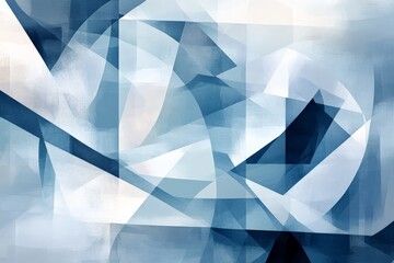 Aufkleber - Featuring shades of blue, this abstract geometric image portrays a modern, dynamic scene with intersecting lines and shapes, evoking calmness and fluidity.