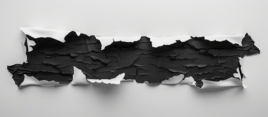 Aufkleber - Black torn paper contrasted against a white backdrop suitable for incorporating text or images in the open area. Creative banner. Copyspace image