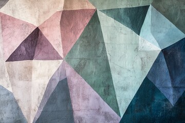 Poster - This image showcases an intricate geometric design using pastel color tones. The abstract forms create a visually engaging and aesthetically pleasing arrangement.