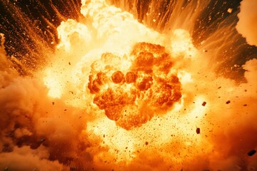 Aufkleber - A vivid and dramatic explosion captured in stunning detail with bright orange fireballs and billowing smoke, creating a scene of intense energy and catastrophic power.