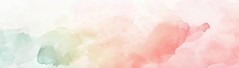 Poster - A soft, dreamy watercolor background with gentle hues of pink, green, and white, ideal for artistic and creative projects.