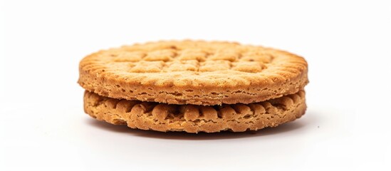 Aufkleber - Close up of a biscuit isolated on a white background with copy space image for a snack concept
