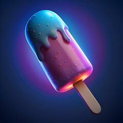 Sticker - A vibrant 3D ice cream popsicle with a dripping blue glaze and sprinkles. perfect for adding a playful and refreshing touch to your designs.