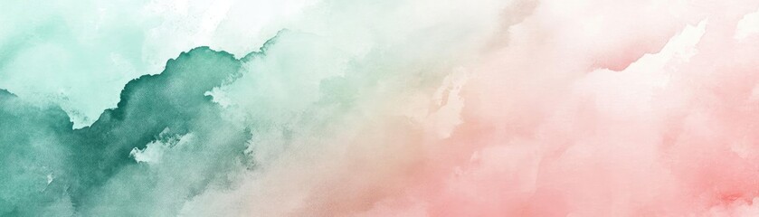Poster - A beautiful abstract watercolor background blending soft teal and blush tones, perfect for design projects and artistic inspiration.
