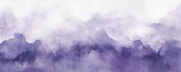Poster - A serene watercolor landscape featuring soft purple hues and gentle gradients, perfect for artistic and calming themes.