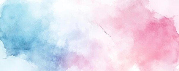 Poster - A soft, abstract watercolor background blending blue and pink hues, perfect for creative projects and artistic designs.