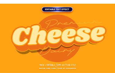 Poster - dairy cheese text effect - 3d cartoon editable text.