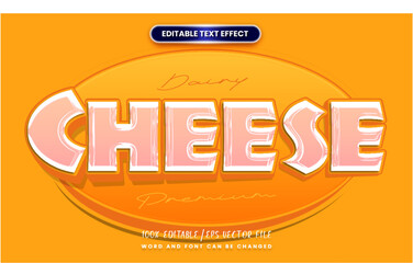 Poster - dairy cheese text effect - 3d cartoon editable text.