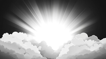 Wall Mural - vector illustration in black and white, showcasing a comic book-style sky with thick clouds and a st