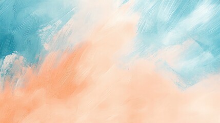Poster - A vibrant abstract painting with a blend of soft blue and peach hues, perfect for modern decor and artistic inspiration.