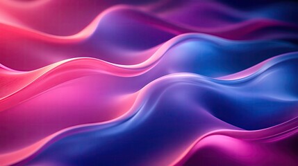Poster - A vibrant and colorful abstract wave pattern with smooth curves, blending shades of pink and blue for a dynamic visual effect.