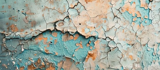 Aufkleber - Abstract effect created by aged wall with cracked and peeling paint offering a unique copy space image