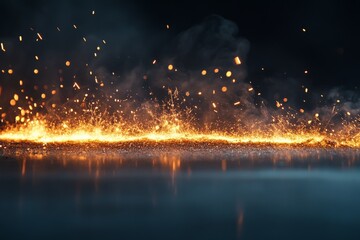 Aufkleber - Bright sparks and flames dance against a dark background, creating a mesmerizing and dynamic display of light and energy that is both dramatic and captivating visually.